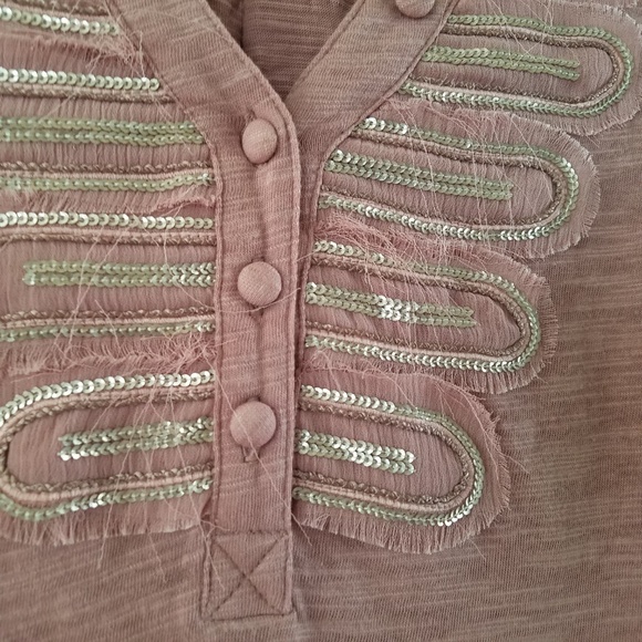 C. Keer Pink Sequin Fringe Trim Top - Picture 5 of 8